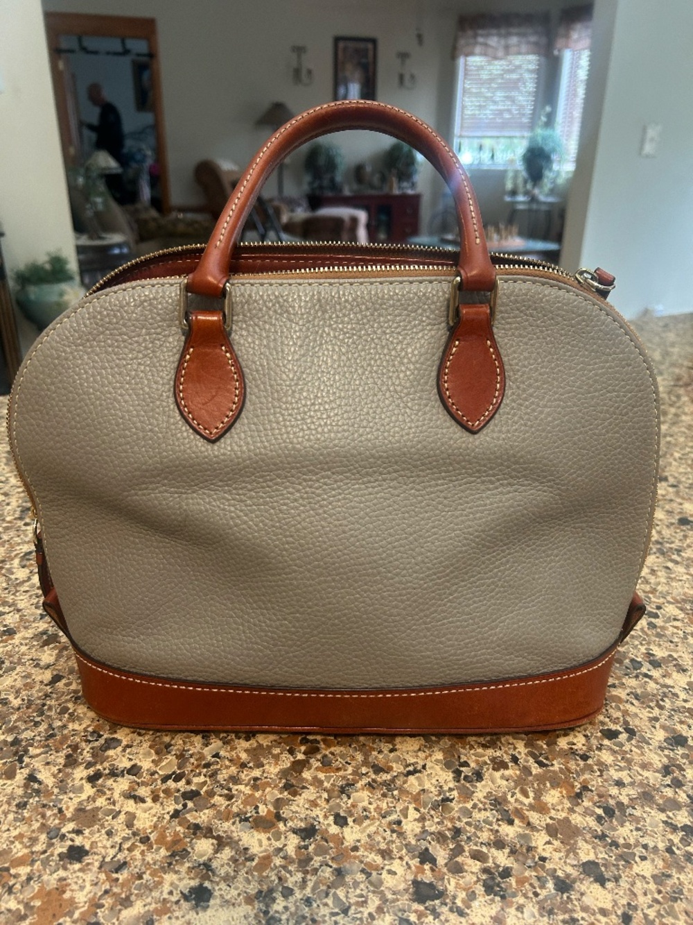 Dooney & Bourke Pebble Leather Taupe Handbag - Picture 2 of 6